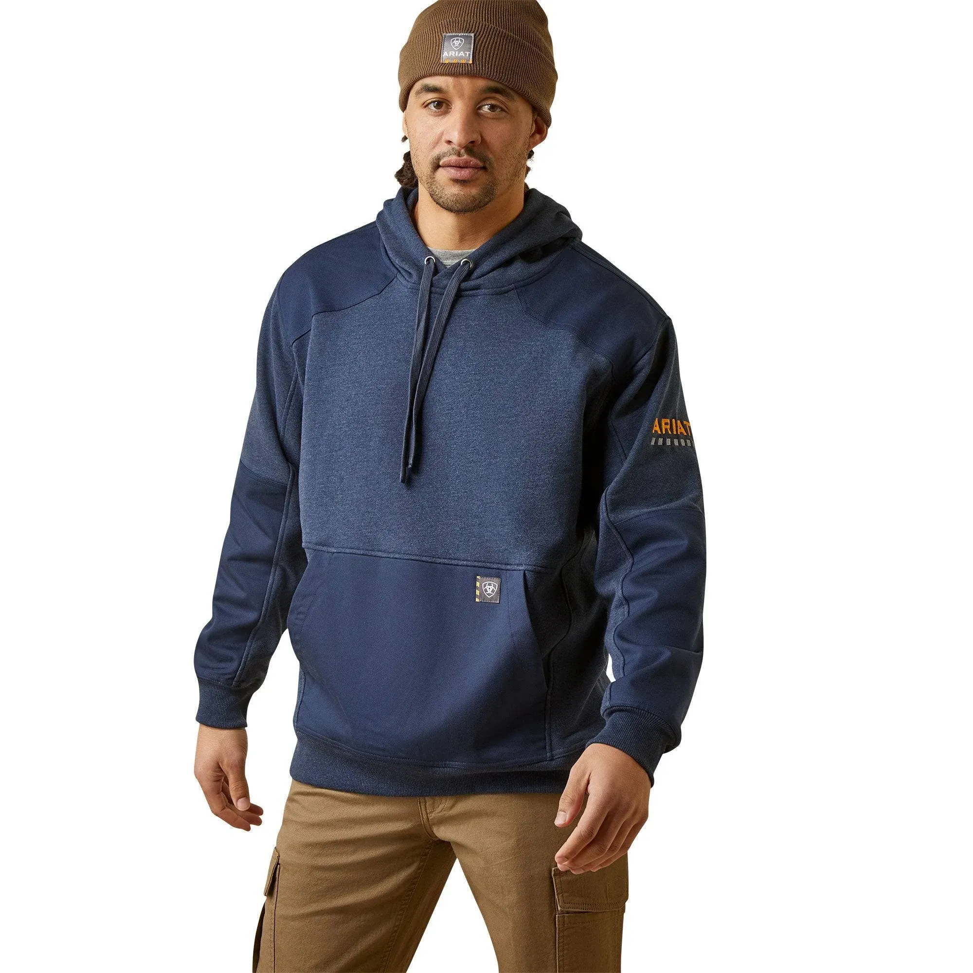 Ariat Men's Rebar Workman DuraCanvas Navy Heather Hoodie 10046149 L