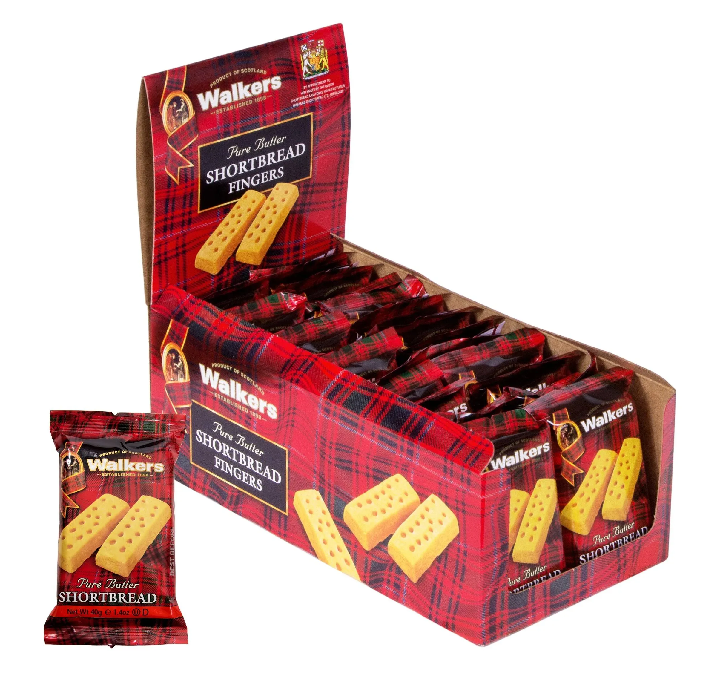 Walkers Shortbread Cookies, 2/Pack, 24 Packs/Box