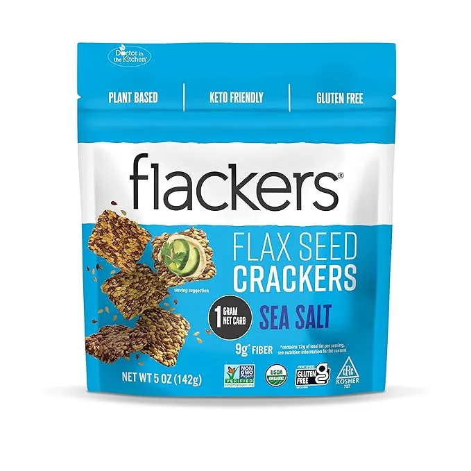 Doctor In The Kitchen Flackers Flax Seed Crackers Sea Salt