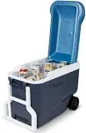 IGLOO MaxCold Roller Cooler, Blue - 40 qt