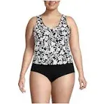 Plus Size Lands' End Chlorine Resistant V-Neck One-Piece Fauxkini Swimsuit