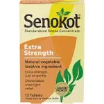 Senokot Extra Strength Natural Vegetable Laxative, 12 Tablets