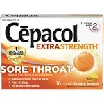 Cepacol Maximum Strength Throat Drop Lozenges, Honey Lemon, 16 Count