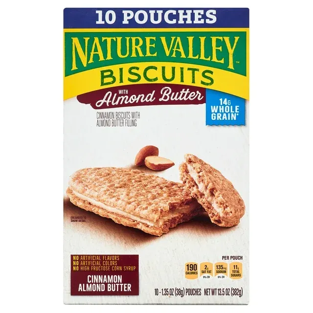 Nature Valley Biscuit Sandwiches, Cinnamon Almond Butter, 1.35 oz, 10 ct (Pack of 6)Nature Valley Biscuit Sandwiches, Cinnamon Alm…