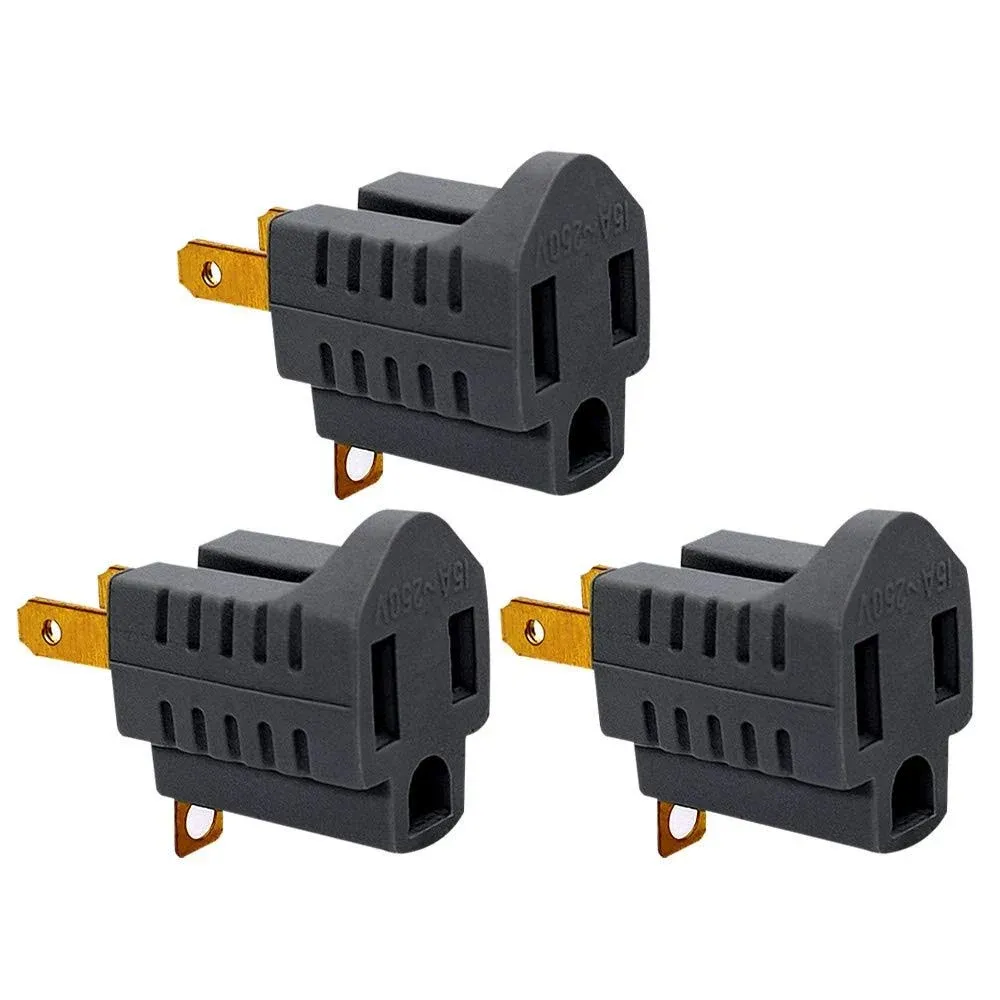 LYOOWNG (3 Pack) 3-Prong to 2-Prong Adapter Grounding Converter Polarized 3 Pin 