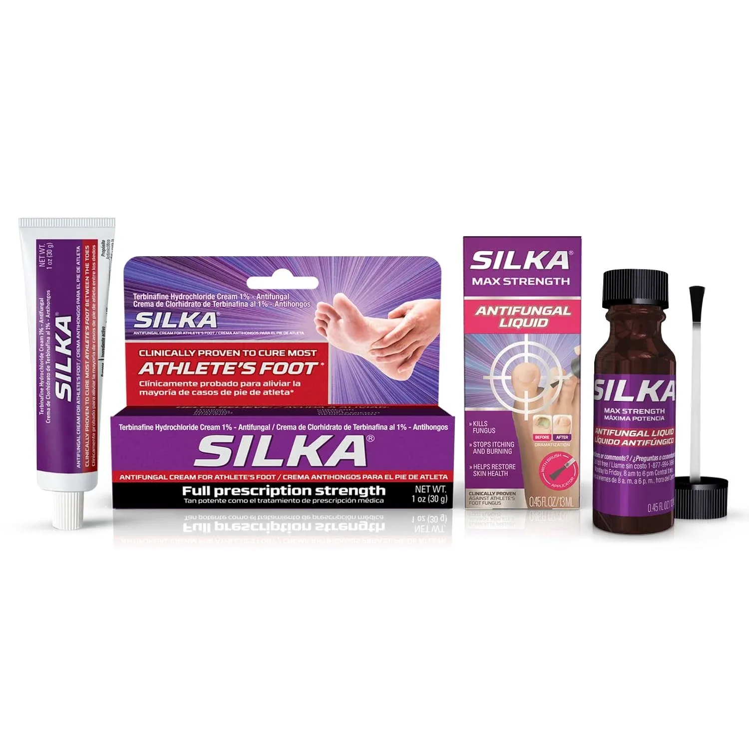 Silka Max Strength Antifungal Liquid & Cream Set - Powerful Relief for Toenail Fungus, Athlete's Foot, and Ringworm, Itch and Burn Relief