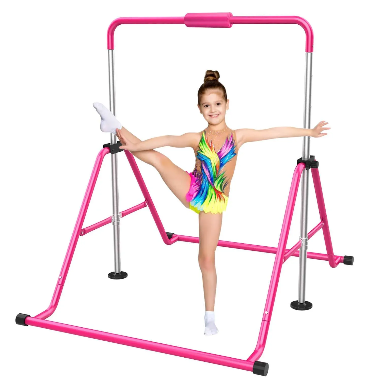 Tepemccu Expandable Gymnastics Bars,Adjustable Height Gymnastic Horizontal Bars,Junior Training Bar Children Folding Training Monkey Bars for Kids