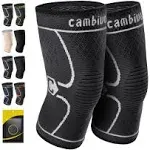 CAMBIVO 2 Pack Knee Brace, Knee Compression Sleeve for Men and Women, Knee Support for Running, Workout, Gym, Hiking, Sports (Gray,Medium)