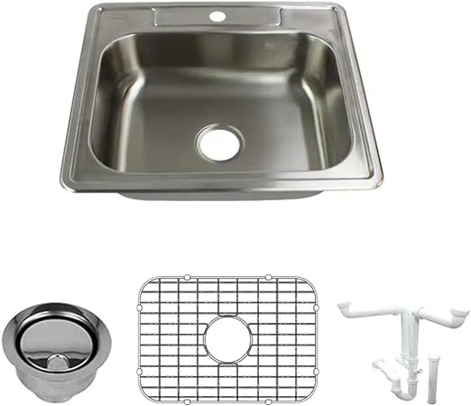 Transolid Select Stainless Steel Single Bowl Kitchen Sink Kit 22"x25"x7" - Contemporary - Kitchen Sinks - by Bath1 | Houzz