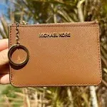 Michael Kors Jet Set Travel Coinpouch ID Holder Leather Wallet Brown