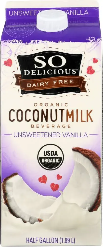 So Delicious Dairy Free Coconutmilk, Organic, Unsweetened Vanilla - 64 fl oz