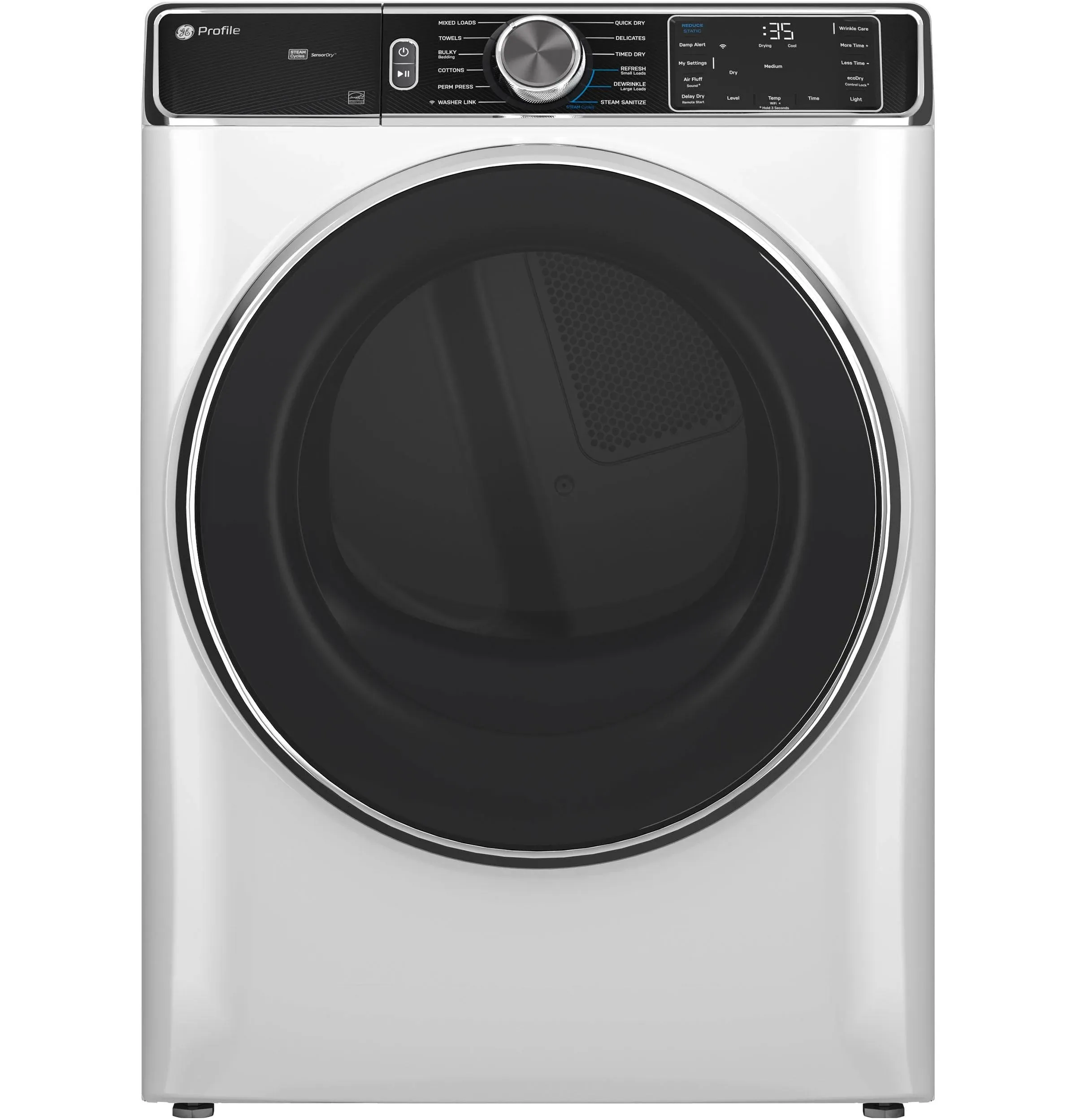 GE Profile 7.8 Cu. ft. White Front Load Smart Electric Dryer with Steam Cycle