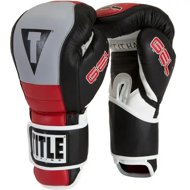 Title Boxing Gel Rush Hook & Loop Bag Gloves - 12 oz. - Black/Gray/Red