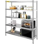 Stainless Steel Shelving 60X18.5 Inch 5 Tier Adjustable Shelf Storage Unit Stain