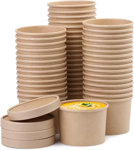 Paper Soup Cups With Vented Lids Soup Hot Food Containers 50 Pcs