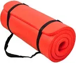 BalanceFrom All Purpose 1-Inch Extra Thick High Density Anti-Tear Exercise Yoga Mat with Carrying Strap, Red