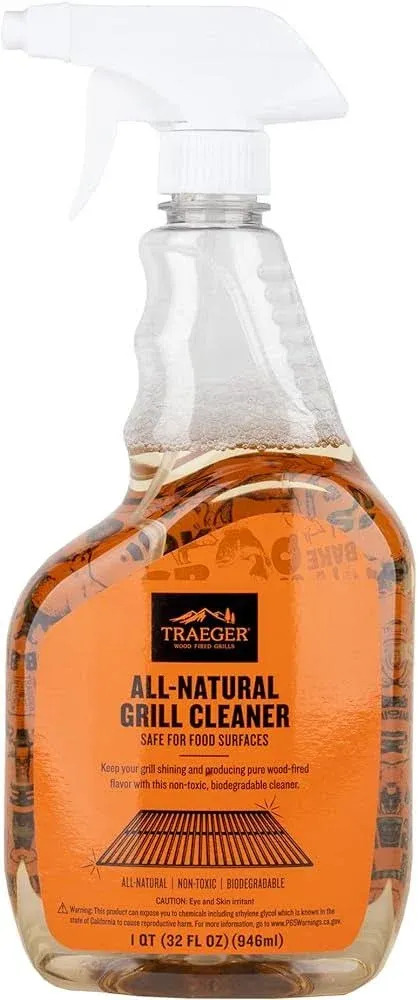 Traeger Grills BAC679 Grill Cleaner Spray Bottle, Grease Cutter, Keep Grill Shiny, No Harmful Chemicals, Citrus Scent, 946ml