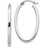 "Oval Hoop Earrings in 14k White Gold"