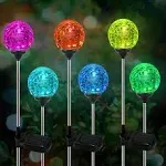 Solar Outdoor Lights - 6 Pack Crystal Glass LED Solar Garden Globe Lights,