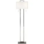 Modern Floor Lamp Brushed Nickel Rectangular Off White Shade For Living Room 736101143543 | eBay