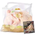 Turkey Brining Bag, 26"×22", 2 Pack, Extra Large Brine Bag with 2 Strings and 2 Larger Clips, Thickened Brining Bag Holds Up to 35 Pounds, Double Zippers Seal Brine Bags for Turkey, Chicken, Beef,Pork