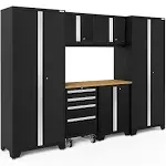 NewAge Garage Cabinets BOLD Series Black 7-Piece Set with Bamboo Top - 63054