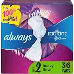 Always Radiant FlexFoam Pads Size 2, Heavy with Wings 26 ct