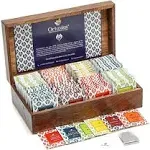 Octavius Assortment of Fine Black & Green Teas in Dark Wood Caddy Gift