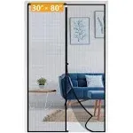 Yotache Fiberglass Magnetic Screen Door Fits Door Size 30 x 80, Screen Size 32" x 81" Double-Sewed, Close-Stitching, Top Anti-Tear, Heavy Duty with Full Frame Hook&Loop Strip Black