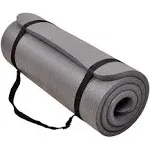 GoCloud 1&#034; Extra Thick Exercise Yoga Mat with Carrying Strap, Gray (Open Box)