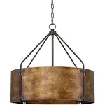 Possini Euro Design Julian Rustic Bronze Pendant Chandelier 22" Wide Industrial Metal Drum Shade 4-Light Fixture for Dining Room