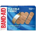 Band-Aid Flexible Fabric Premium Adhesive Bandages, 3/4 inch x 3 inch, 100/Box