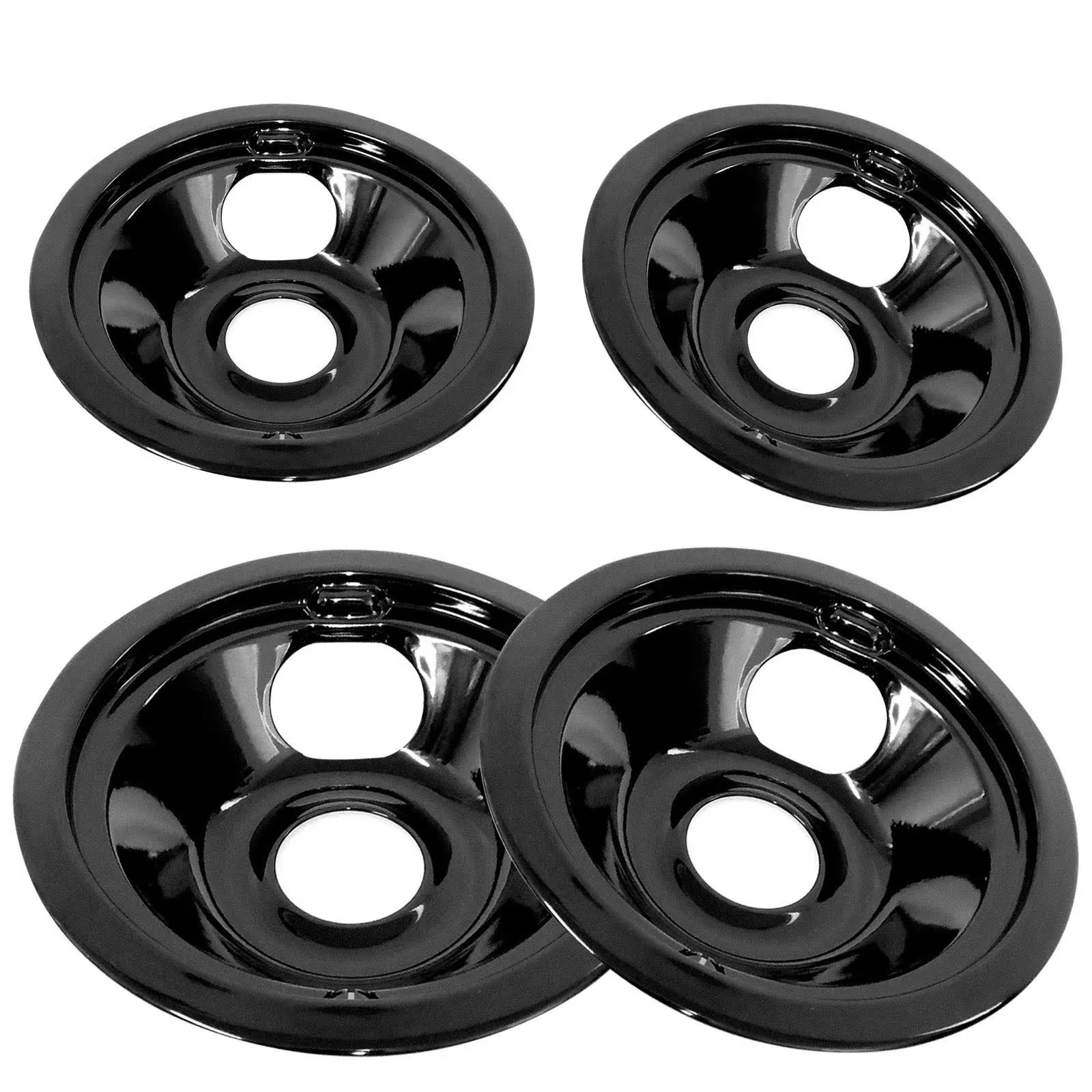 Black Porcelain Drip Pans Set 4-Pack 318067041 &amp; 318067051 for Frigidaire/Ele<wbr/>ctr