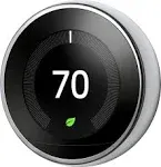 Google Nest 3rd Generation Learning Thermostat (Polished Steel) T3019US