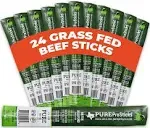 Pureprosticks - 24 Pack of 100% Grass Fed Beef Sticks Hatch Jalapeño Flavor - Delicious Gluten Free Beef Snack - High Protein Keto & Paleo Friendly