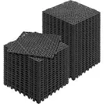 Happybuy Tiles Interlocking 50 PCS Black, Drainage Tiles 12x12x0.5 Inc