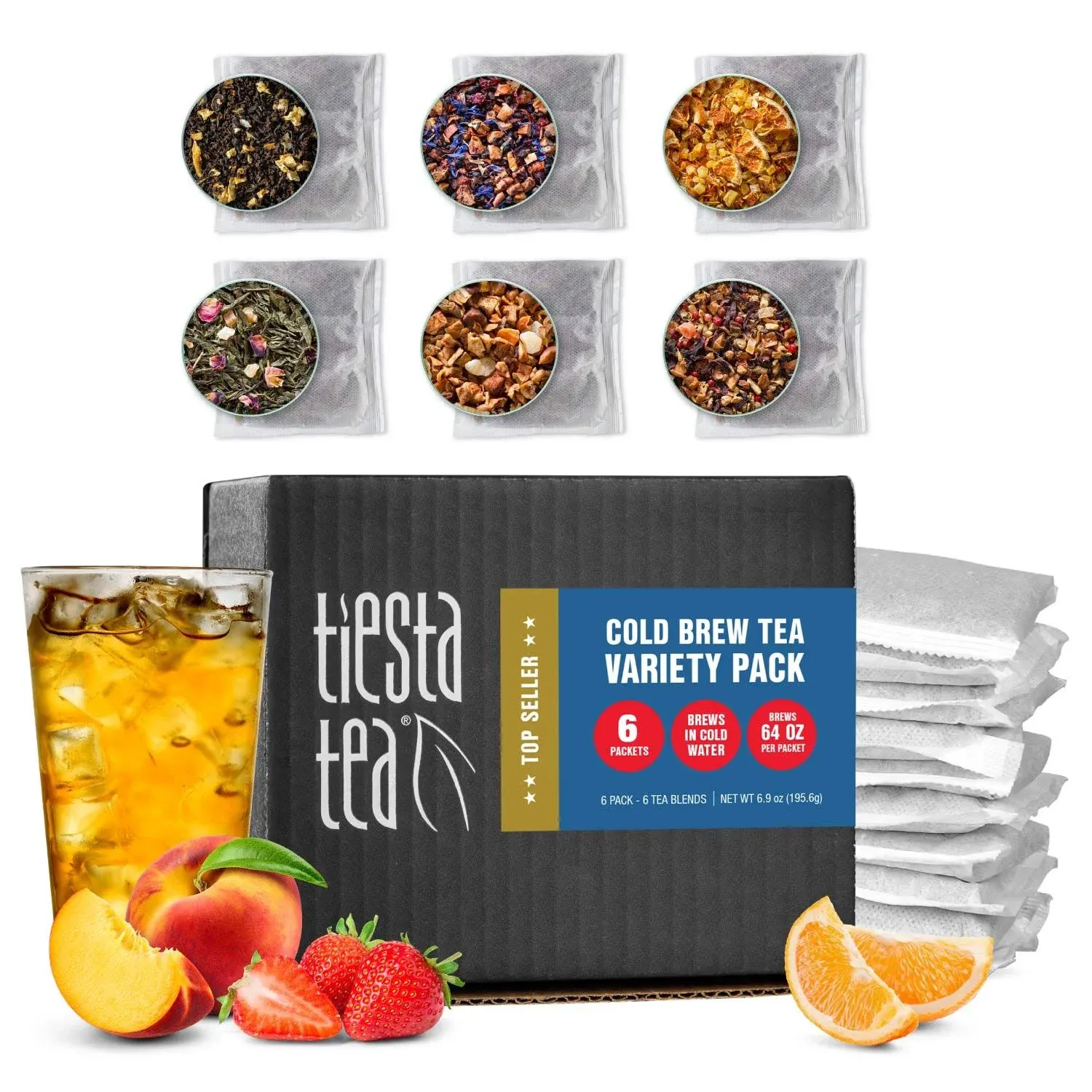 Tiesta Tea - 6 Pack Cold Brew Variety Tea - Premium Loose Leaf Tea Blend - Medium to Non Caffeinated Iced Tea - Assorted Tea Sample Set - Cold Brew