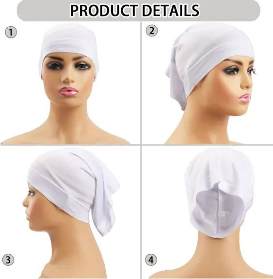 Messen 12 Pieces Under Scarf Hijab Cap for Turban Head Wraps Scarf Solid Color Hijab Tube Unisex Stretch Dreadlocks Tube