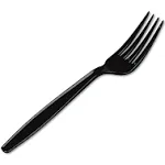 Plastic Cutlery, Heavyweight Forks, Black, 1,000/Carton