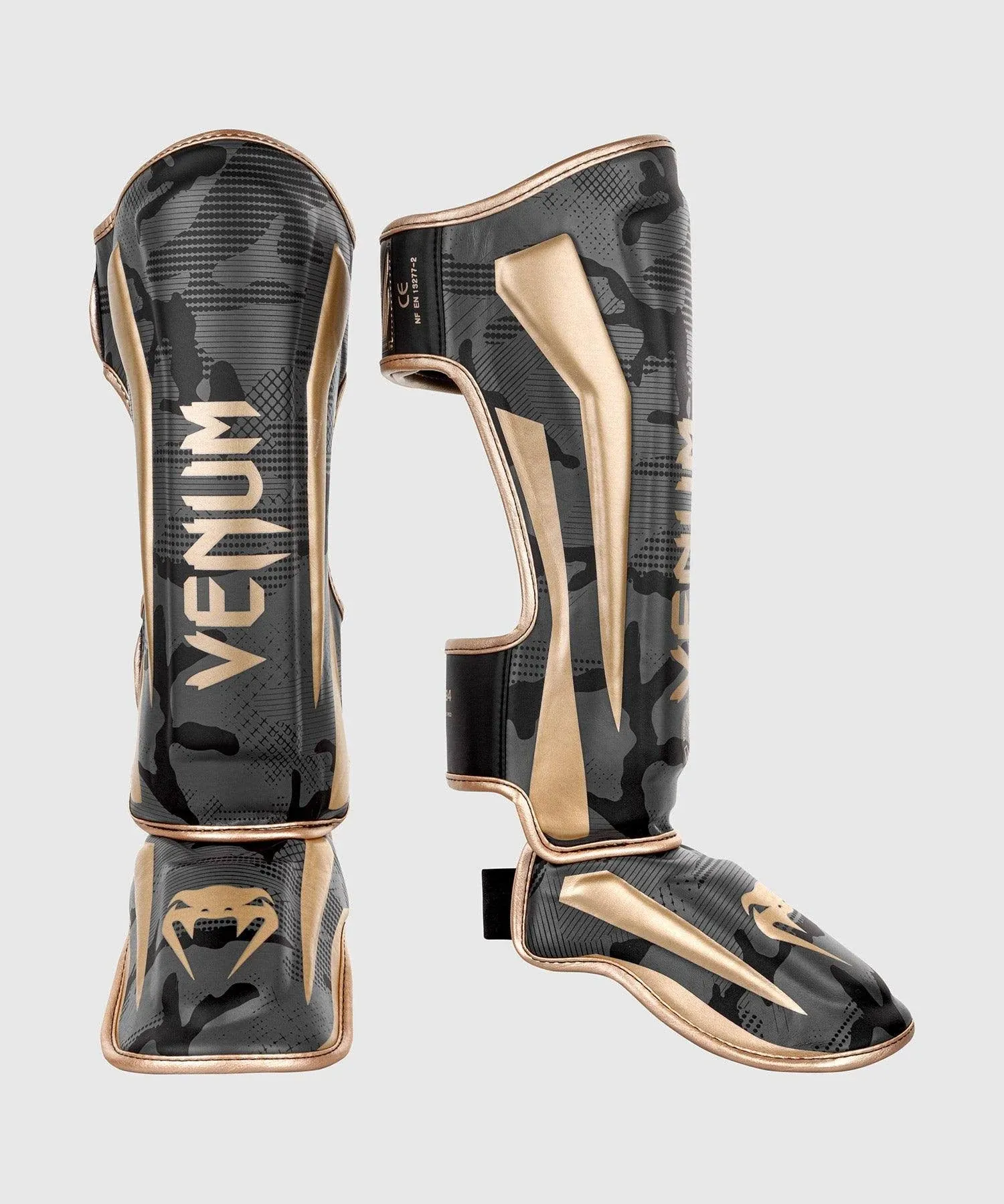 Venum Elite Shin Guards - Dark camo/Gold - M - Venum