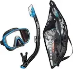 Tusa Serene Adult Black Series Mask and Snorkel Combo Fish Tail Blue