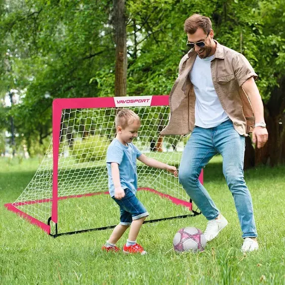 Kids Soccer Goals for Backyard Set - 2 of 4' x 3' Portable Soccer Goal Training Equipment, Pop Up Toddler Soccer Net with Soccer Ball, Soccer Set for Kids and Youth Games, Sports