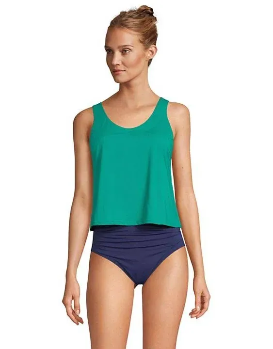 Women's Lands' End Chlorine Resistant V-neck One-Piece Fauxkini Swimsuit