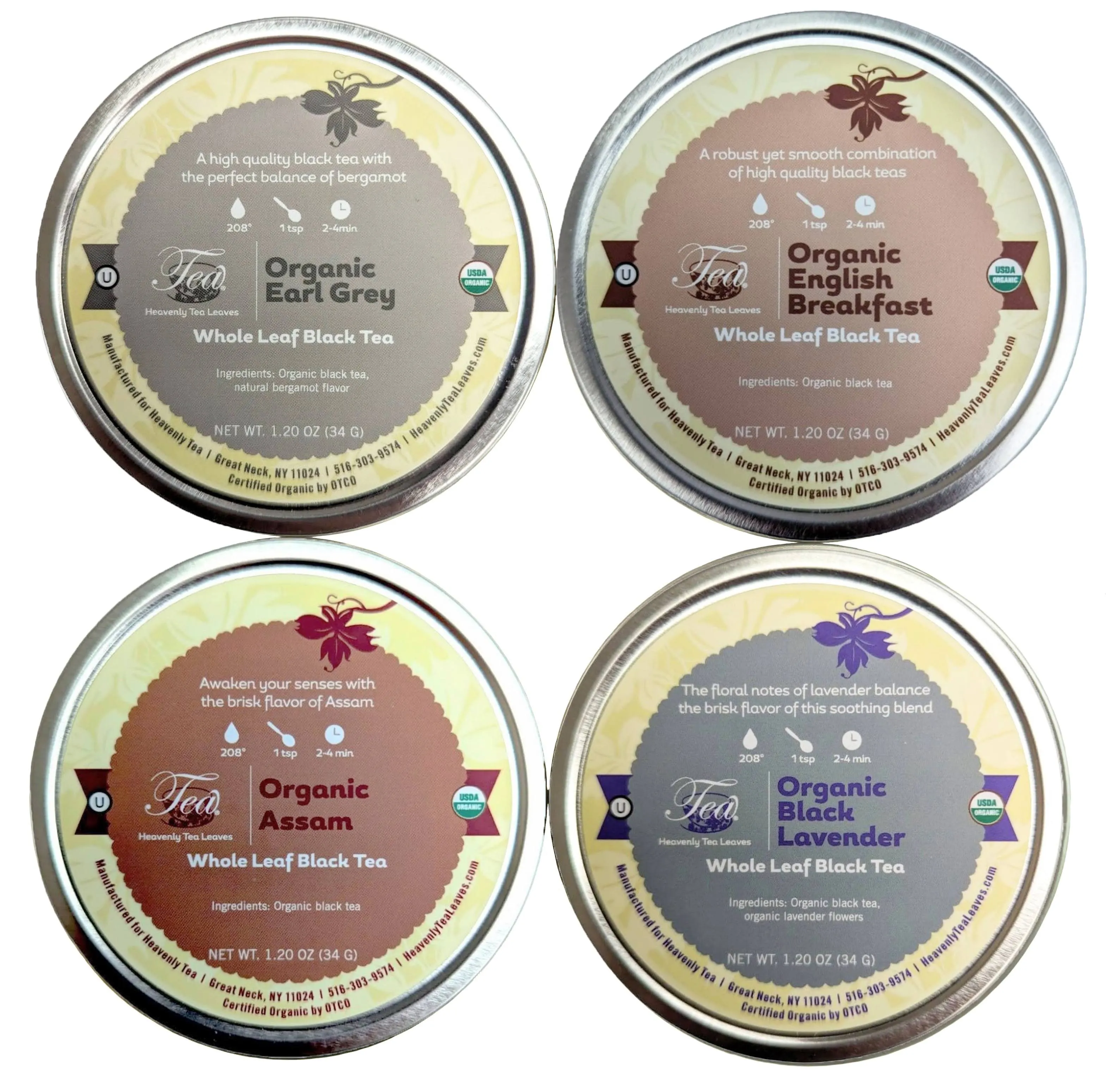 Heavenly Tea Leaves Organic Black Tea Sampler, 9 Loose Leaf Black Teas (Approx. 90 Servings) - Naturally Caffeinated, Perfect Coffee Substitute, Variety Gift Pack