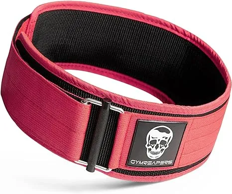 Gymreapers Quick Locking Weightlifting Belt for Bodybuilding, Powerlifting, Cross Training - 4 Inch Neoprene with Metal Buckle - Adjustable Olympic Lifting Back Support