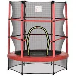 55&#034; Steel Frame Kids Trampoline Indoor Exercise Bouncer w/ Net Enclosure Red