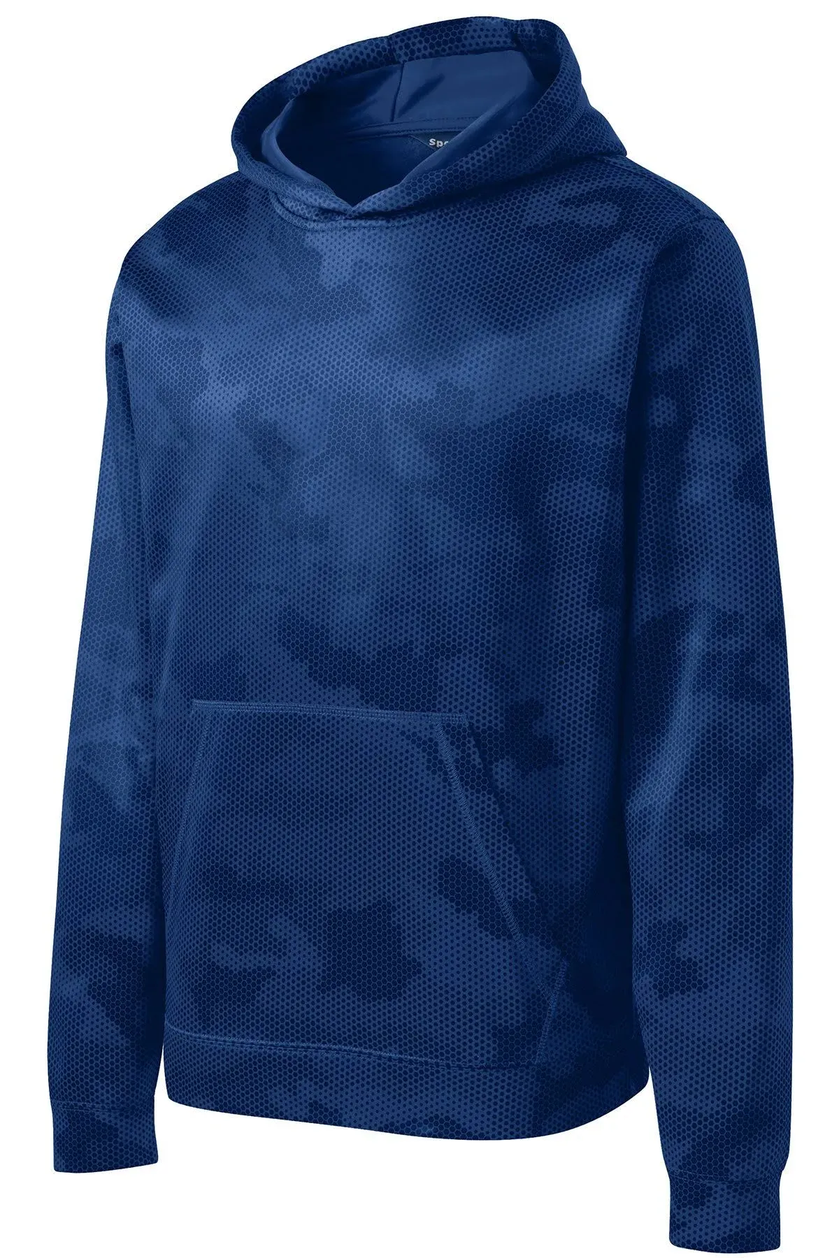 Sport-Tek YST240 Youth Sport-Wick CamoHex Fleece Hooded Pullover - True Royal