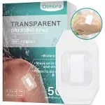 Dimora Transparent Film Dressing with Pad 50 Pack, 2.3"X2.7" Waterproof Adhesive Bandages Post Surgical Wound Cover Barr