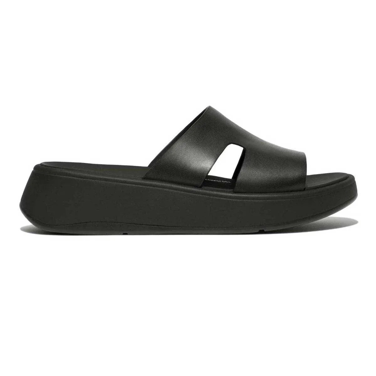 FitFlop Women's F-Mode Raw-Edge Leather Flatform H-bar Slides Wedge Sandal