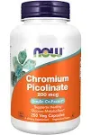 NOW Supplements, Chromium Picolinate 200 mcg, Insulin Co-Factor*, 250 Veg Capsules